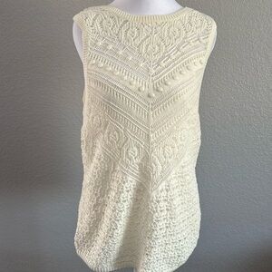 INC International Concepts Ivory Knit crochet sleeveless top size xxl